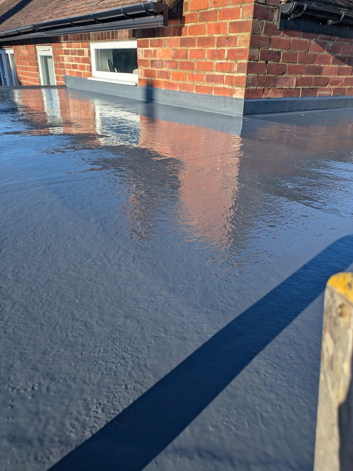 GRP fibreglass extension roof with neat edge trims and upstands